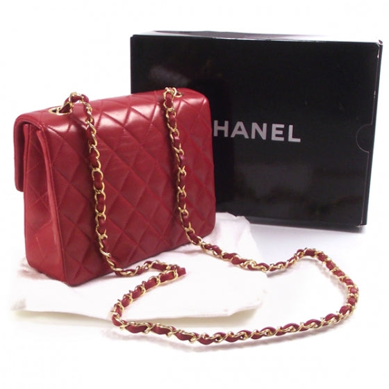 Chanel Vintage Lambskin Quilted Mini Flap Red 3 of 12