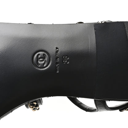 Chanel Crumpled Calfskin Chain Sandals 36 Black 7 of 9