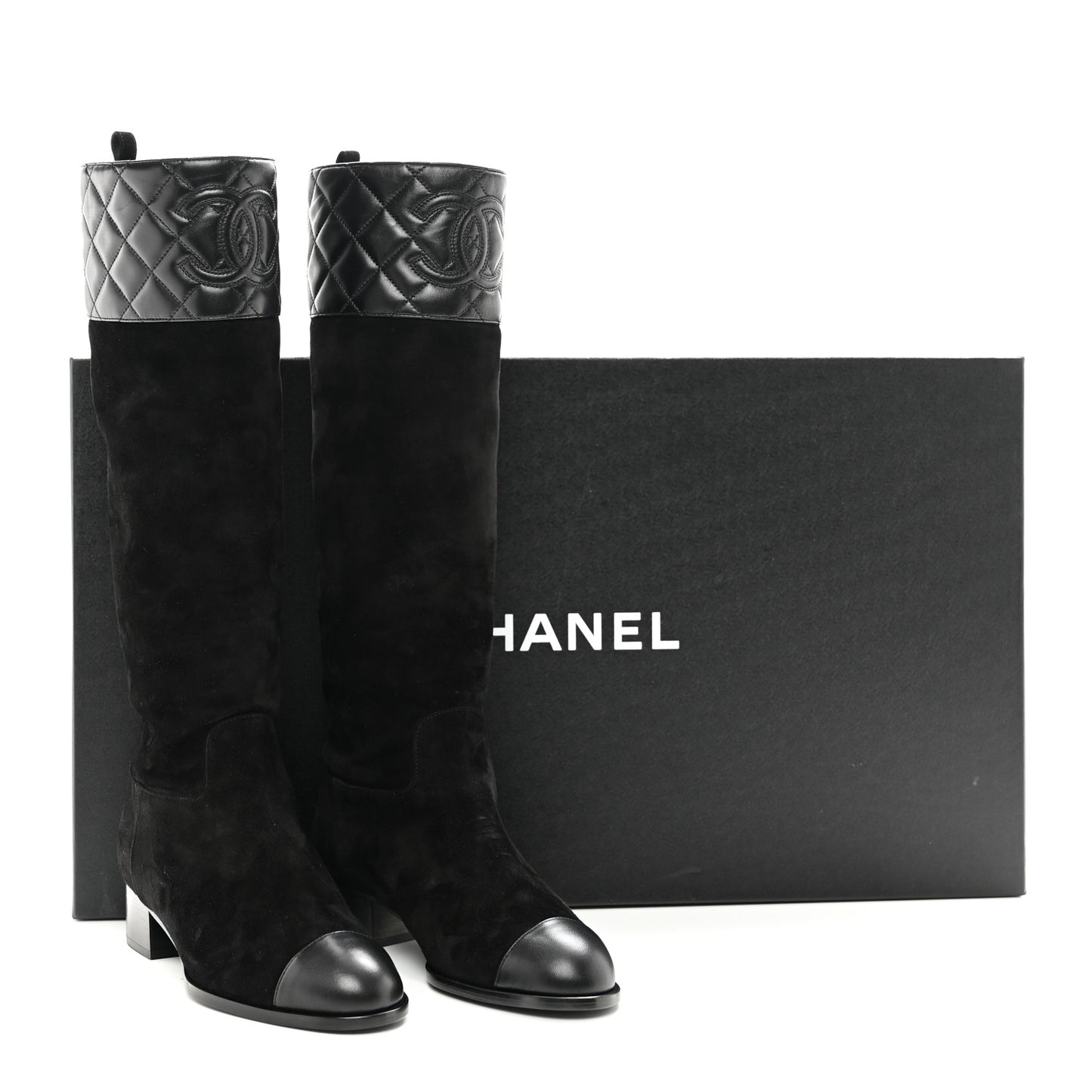 Suede Calfskin Lambskin Quilted Knee High Boots 38