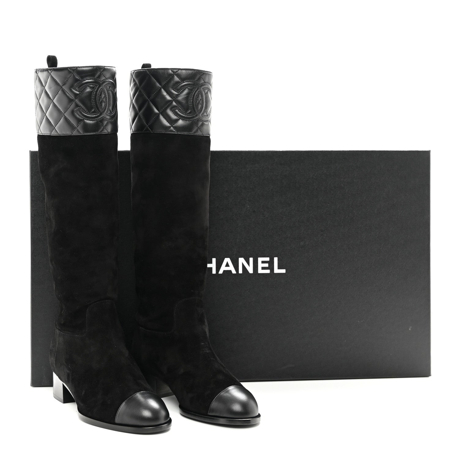 Chanel Suede Calfskin Lambskin Quilted Knee High Boots 38 9 of 9