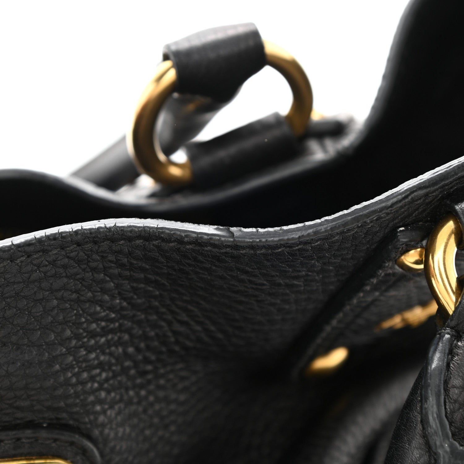 Prada Vitello Daino Pushlock Tote Black 9 of 10