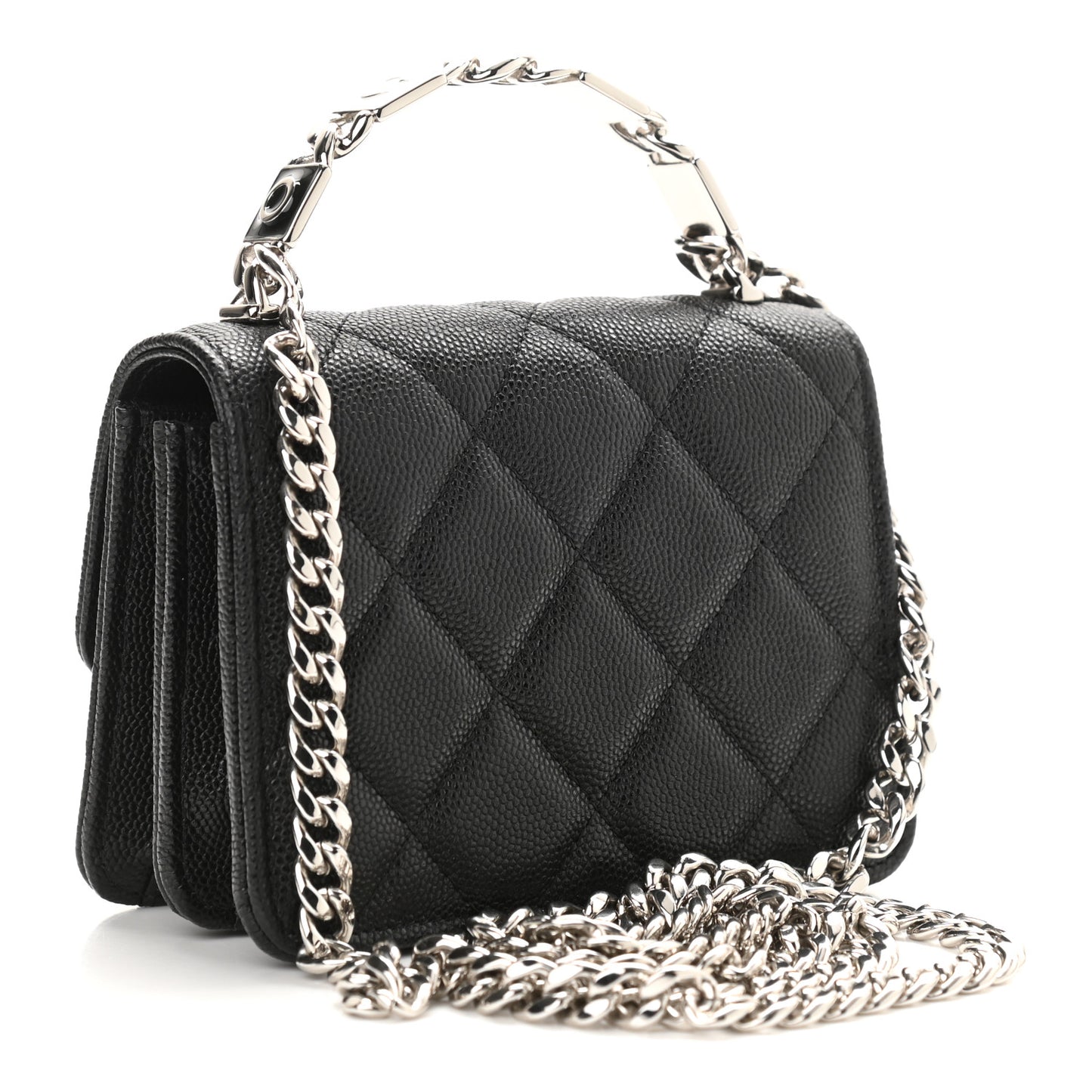 Caviar Quilted Pick Me Up Clutch With Chain Black