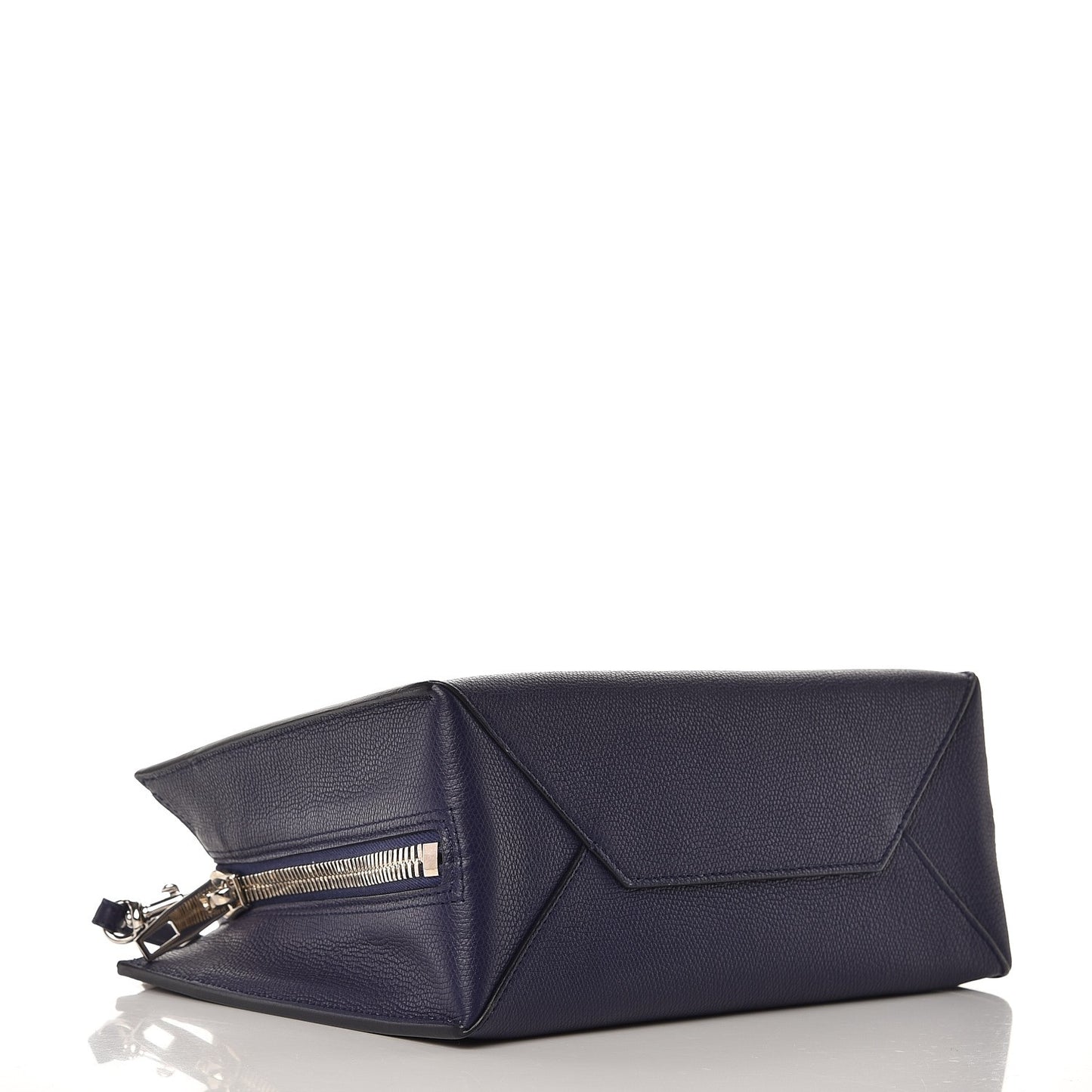 Grained Calfskin Papier A6 Zip Around Tote Bleu Indigo