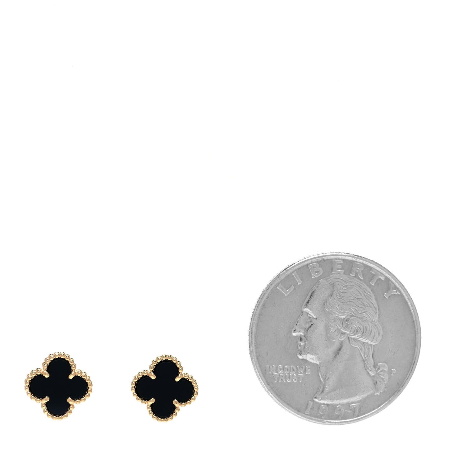 18K Yellow Gold Black Onyx Sweet Alhambra Earrings