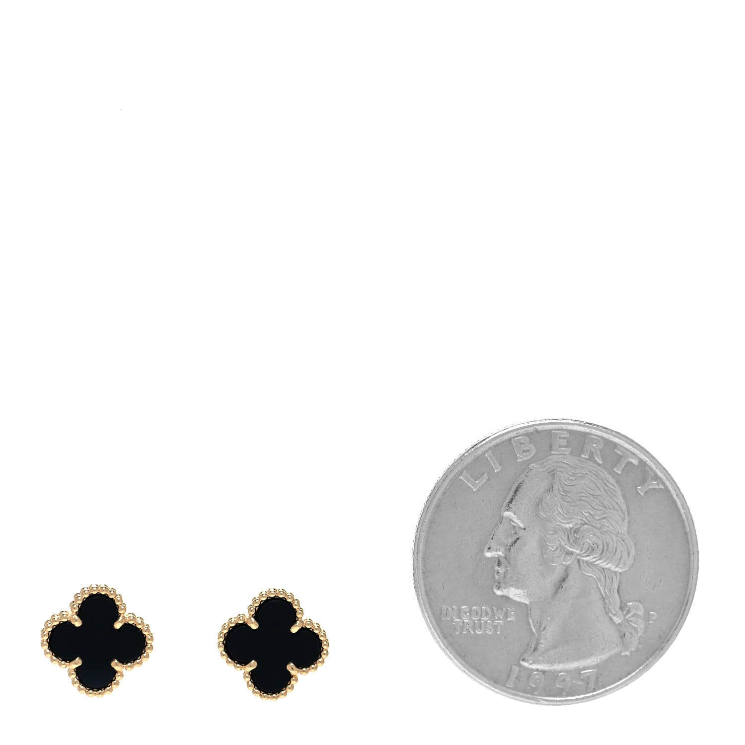 Van Cleef & Arpels 18K Yellow Gold Black Onyx Sweet Alhambra Earrings 2 of 4