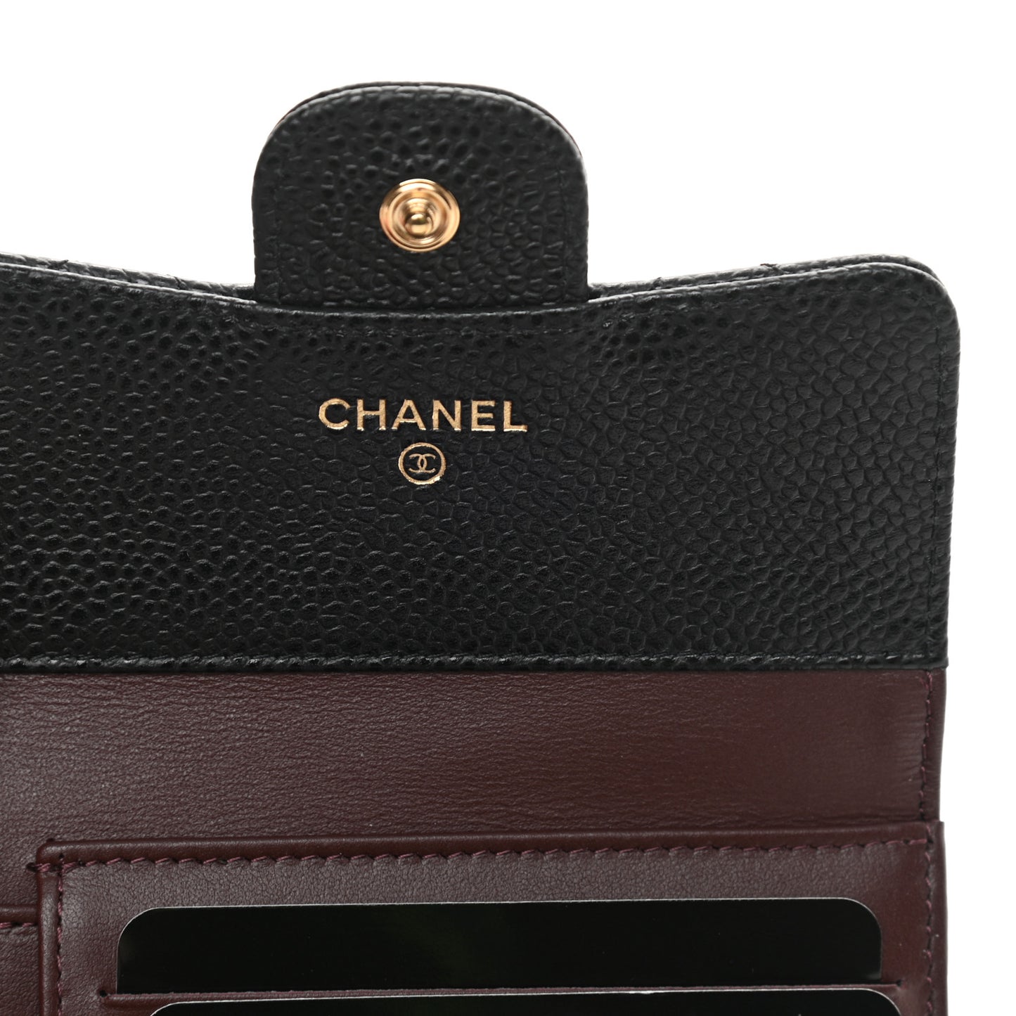 Caviar Quilted Compact Flap Wallet Black