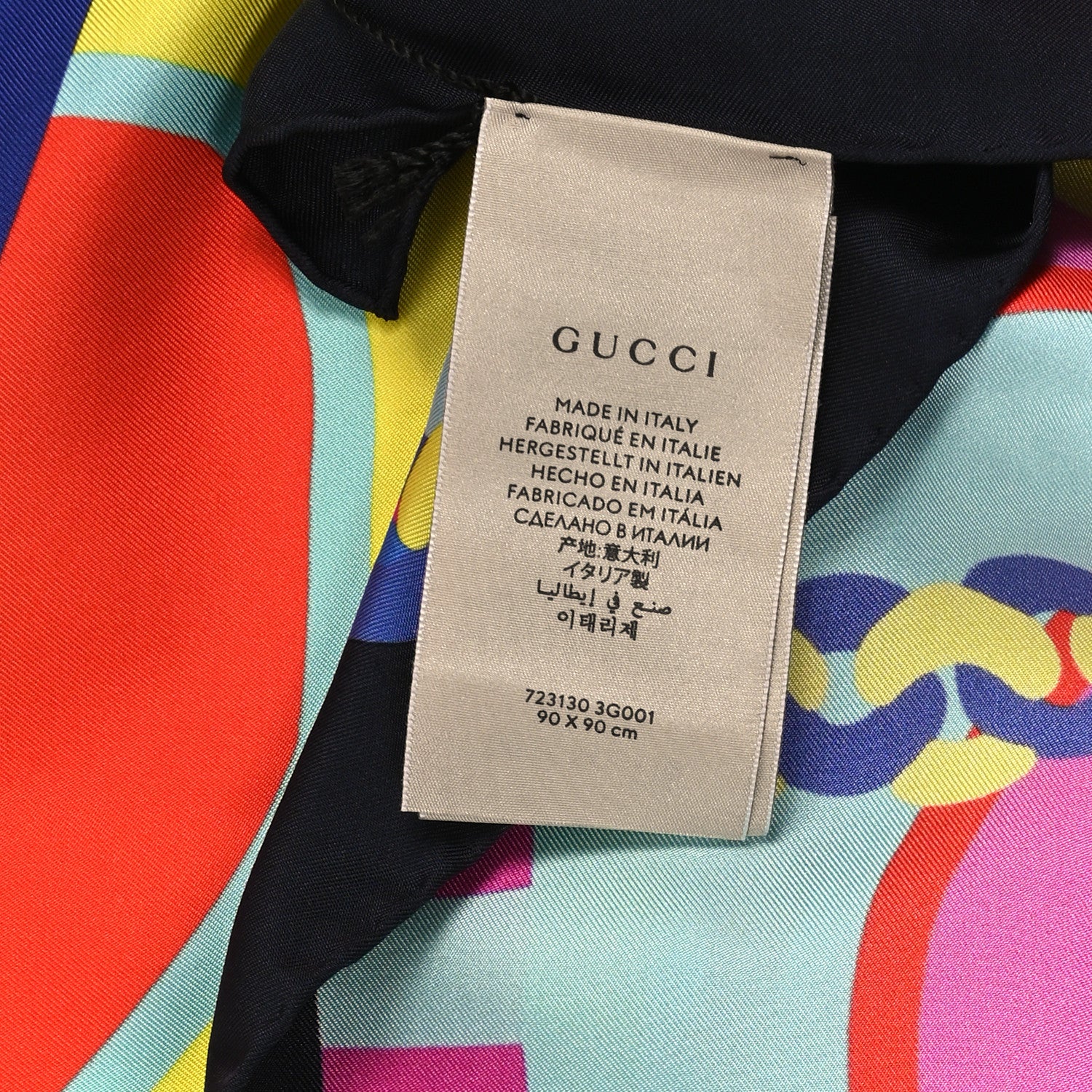 Gucci Silk Twill Guccissimo Square Scarf Fuxia Yellow 3 of 4