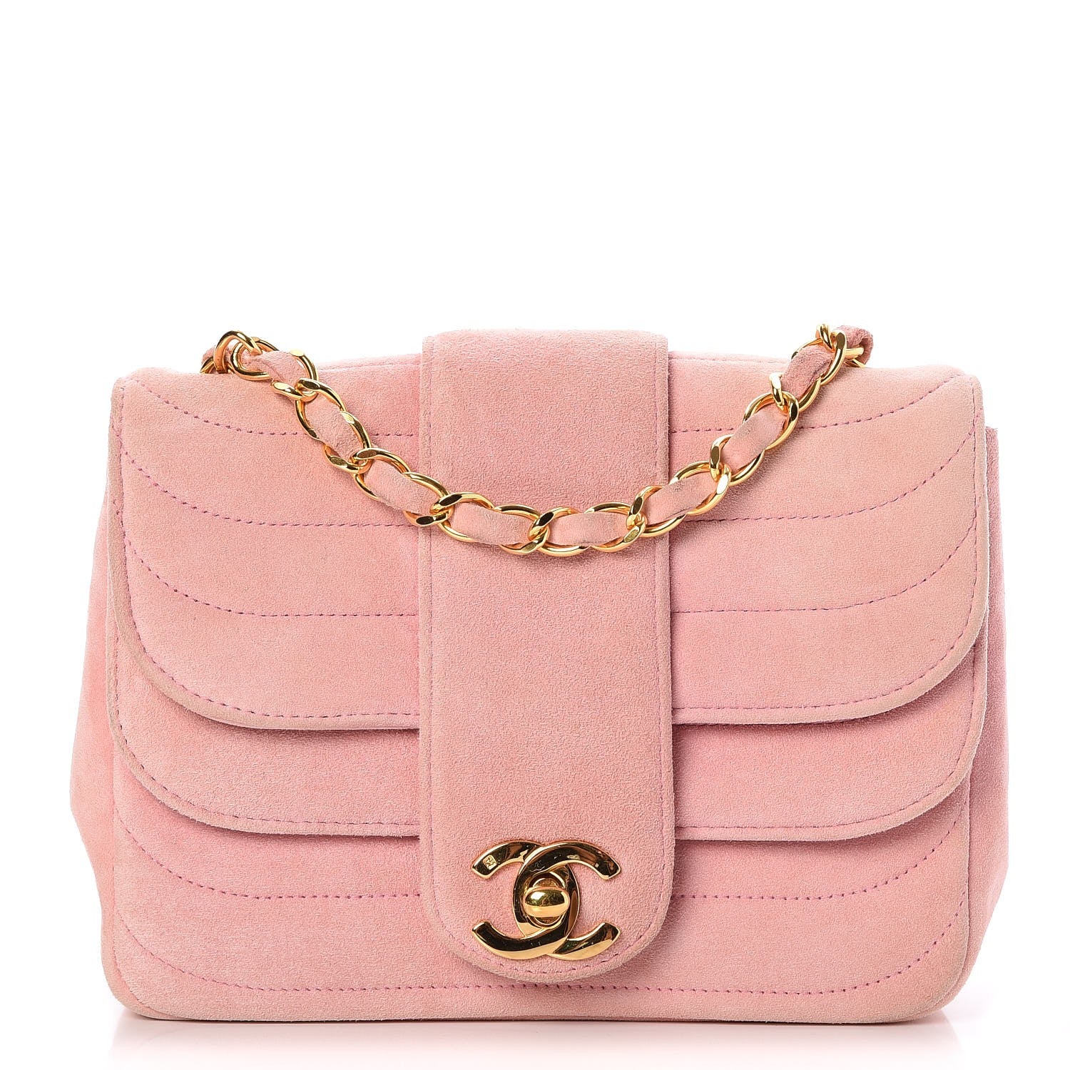Chanel Suede Horizontal Quilted Mini Flap Pink 1 of 8