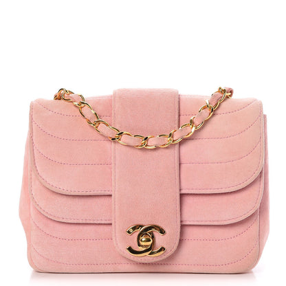 Chanel Suede Horizontal Quilted Mini Flap Pink 1 of 8
