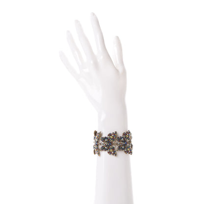 Gucci Metal Crystal Butterfly Bracelet Aged Gold Multicolor 4 of 5