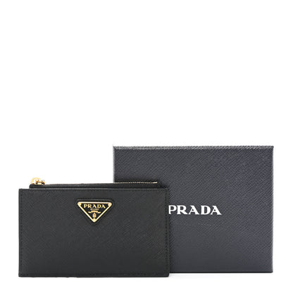 Prada Saffiano Triangle Zip Card Holder Black 8 of 8