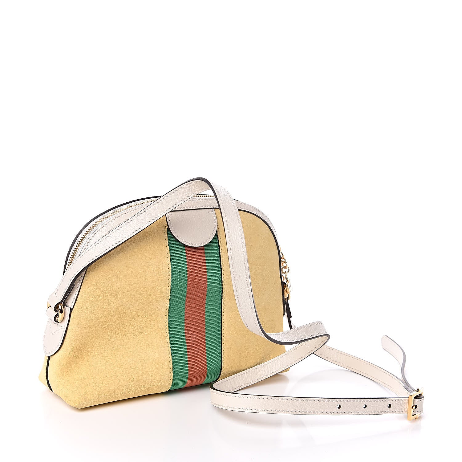 Gucci Suede Calfskin GG Web Small Ophidia Dome Shoulder Bag Burro New Mystic White 3 of 10