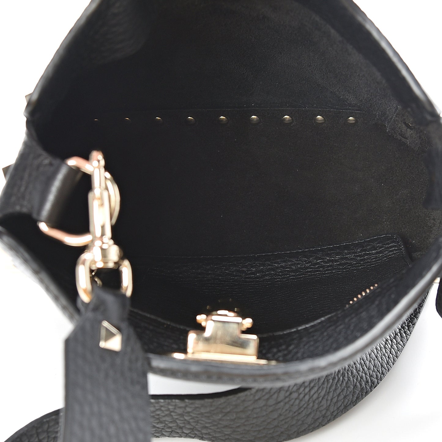 Pebbled Calfskin Mini Rockstud Flip-Lock Messenger Bag Black