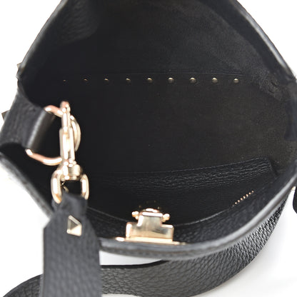 Valentino Garavani Pebbled Calfskin Mini Rockstud Flip-Lock Messenger Bag Black 5 of 9