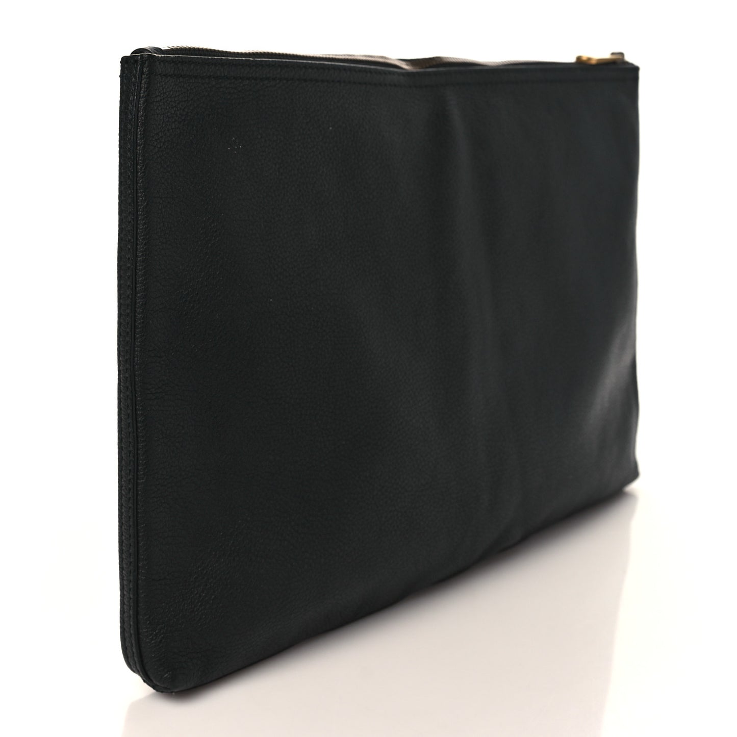 Pebbled Calfskin Large Logo Portfolio Clutch Black