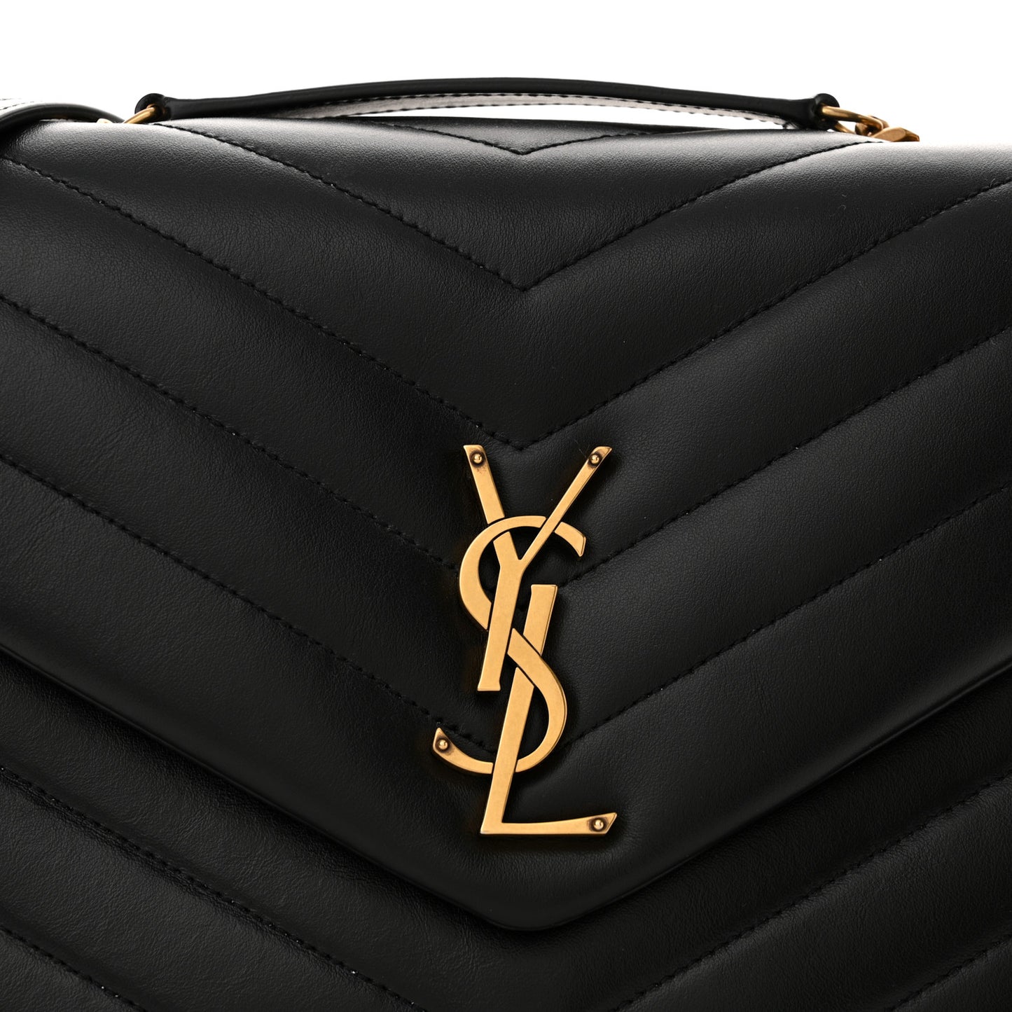 Calfskin Y Quilted Monogram Medium Loulou Chain Satchel Black