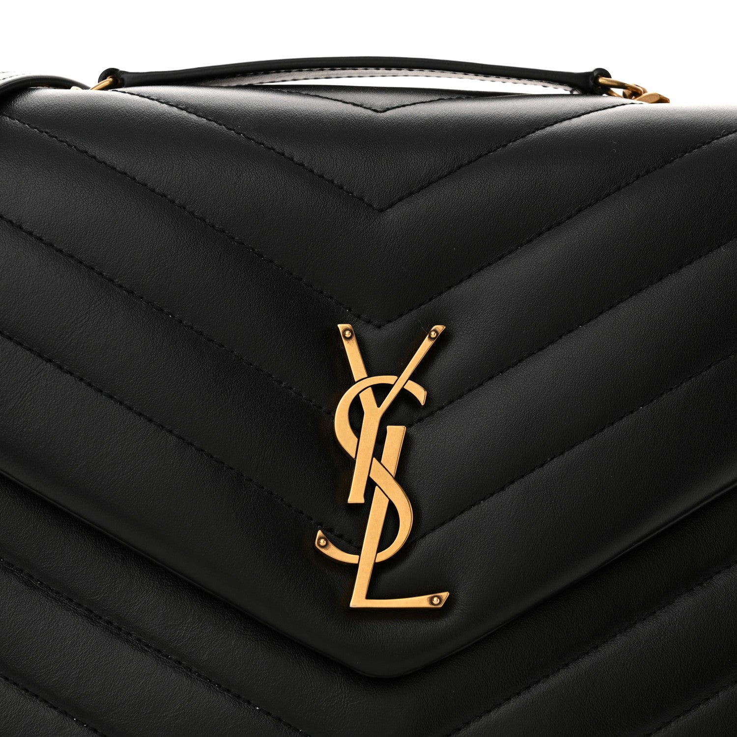 Saint Laurent Calfskin Y Quilted Monogram Medium Loulou Chain Satchel Black 7 of 9