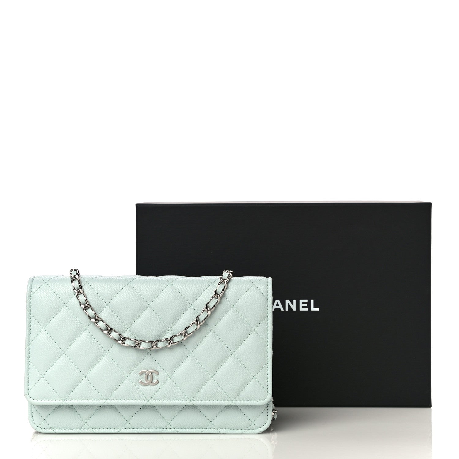 Chanel Caviar Quilted Wallet On Chain WOC Light Blue 12 of 12