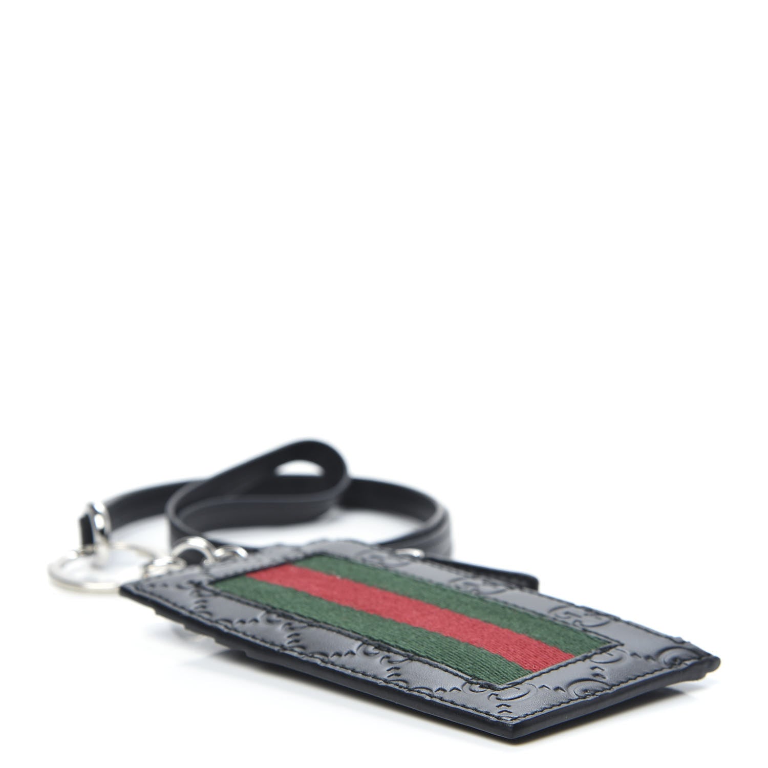 Gucci Guccissima Web Lanyard Coin Case Card Holder Black 4 of 6