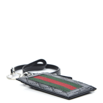Gucci Guccissima Web Lanyard Coin Case Card Holder Black 4 of 6
