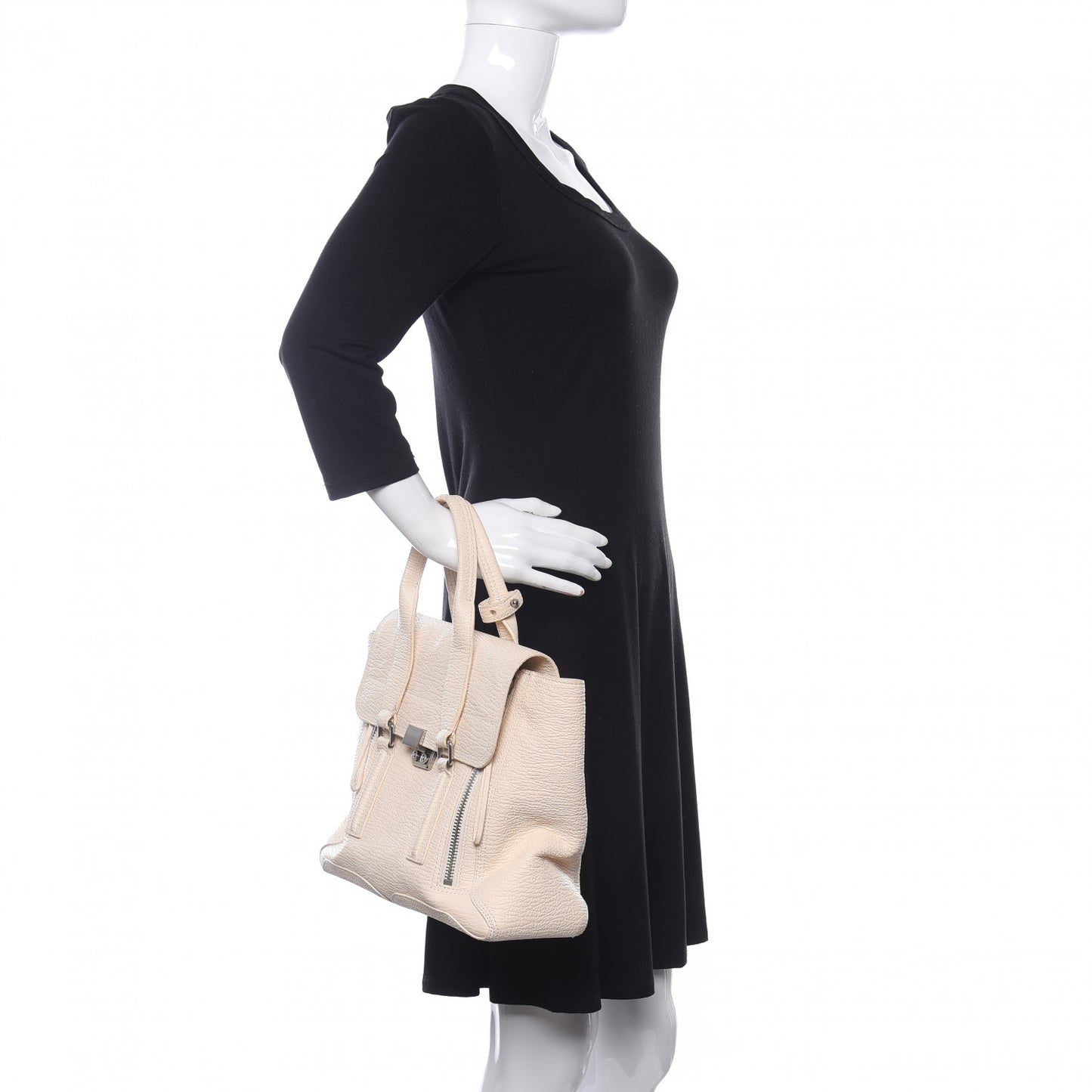 Textured Calfskin Medium Pashli Satchel Milk