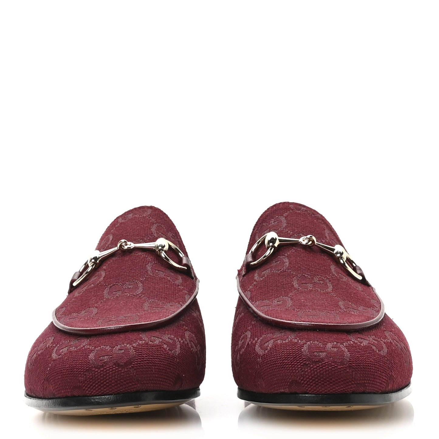 New Canvas GG Monogram Malaga Kid Horsebit Womens Jordaan Loafers 36.5 Rosso Ancora
