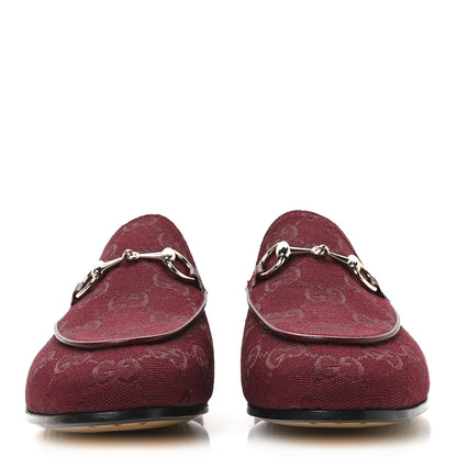 Gucci New Canvas GG Monogram Malaga Kid Horsebit Womens Jordaan Loafers 36.5 Rosso Ancora 3 of 9