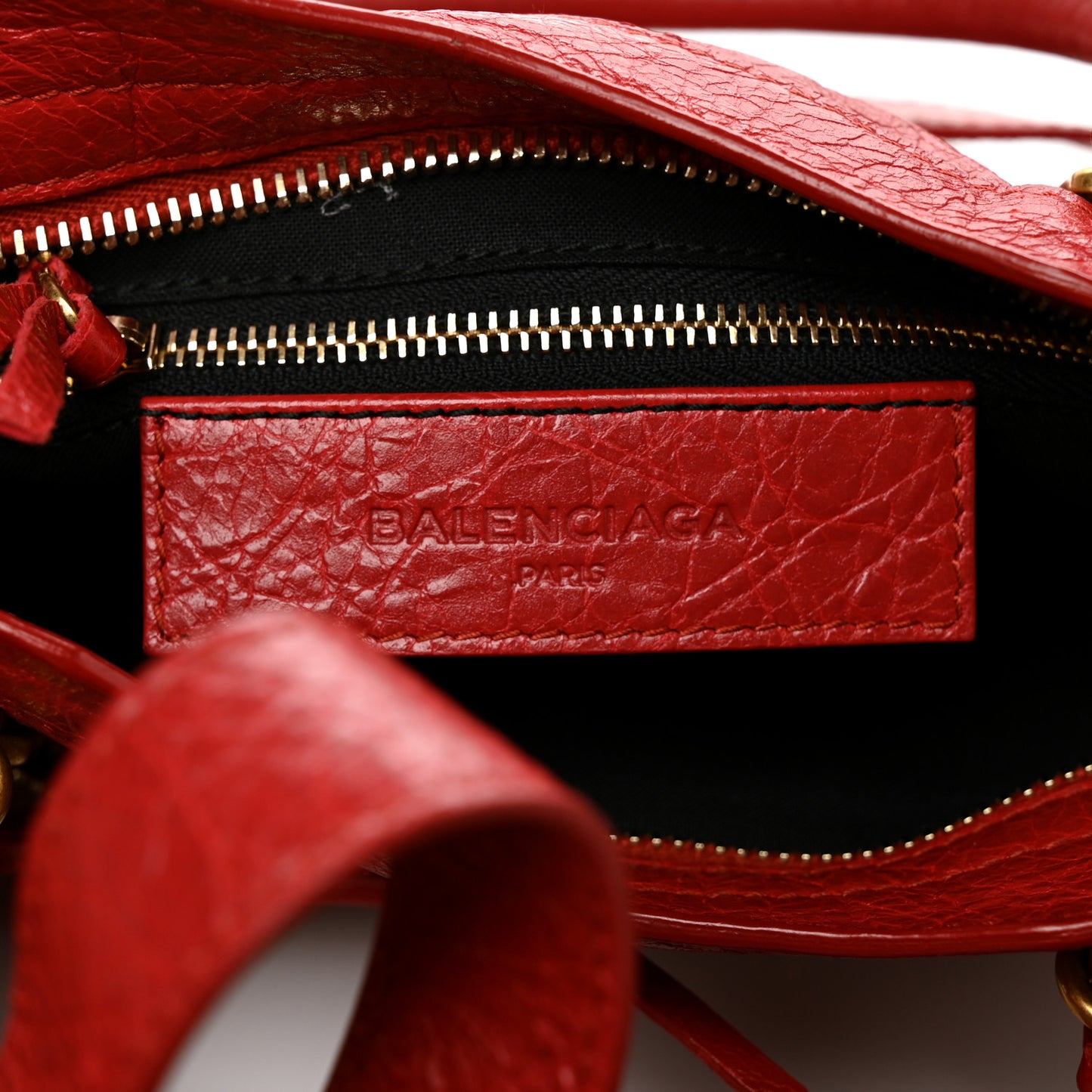 Agneau Gold Metallic Edge Hardware Mini City Rouge Rubis