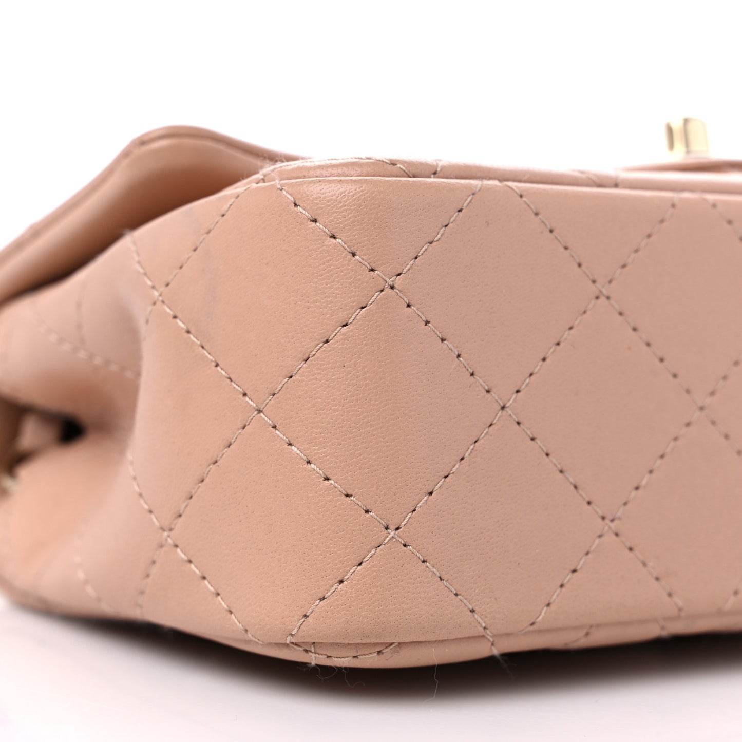 Lambskin Quilted Mini Rectangular Flap Beige