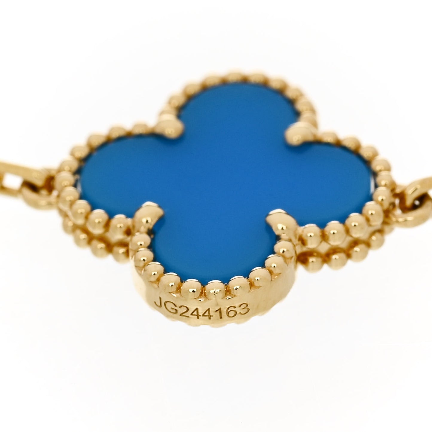 18K Yellow Gold Blue Agate 5 Motifs Vintage Alhambra Bracelet