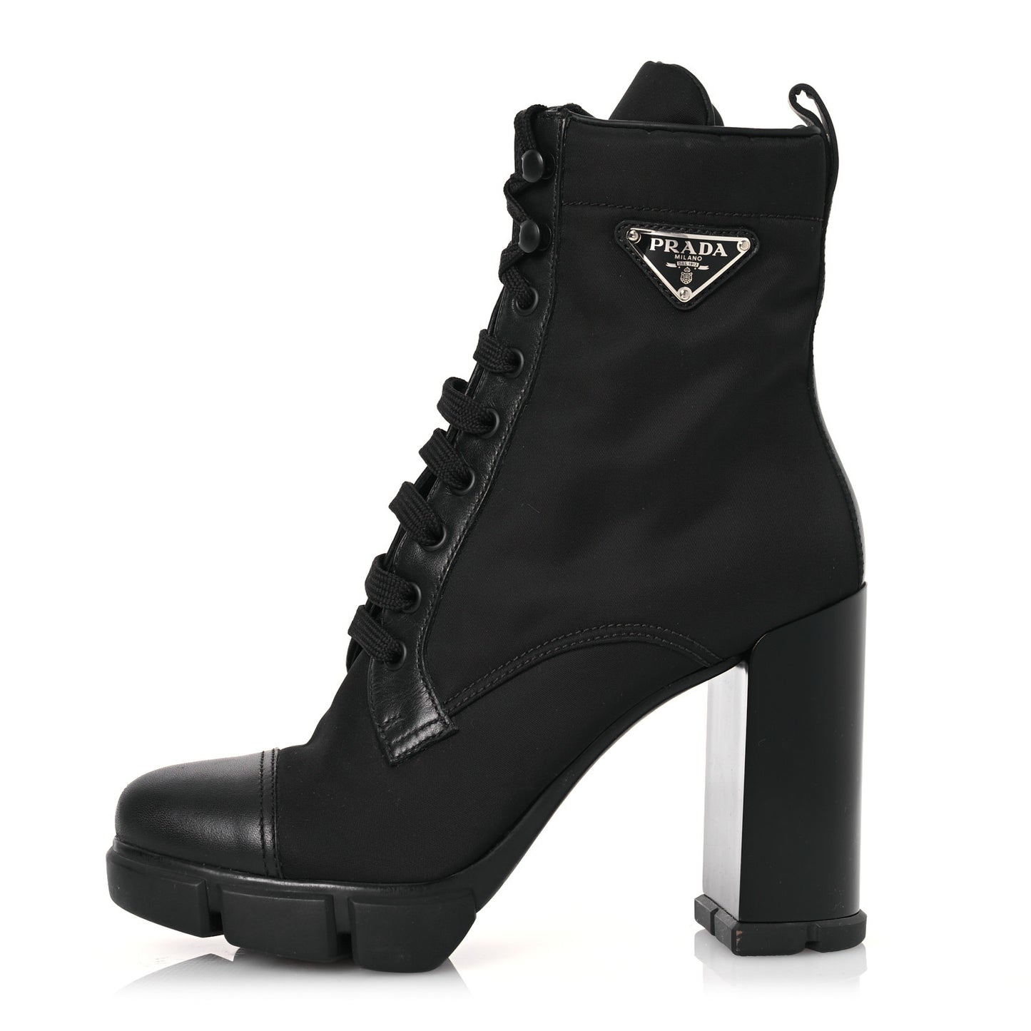 Spazzolato Re-Nylon Metal Triangle Logo 110mm Ankle Boots 37.5 Black