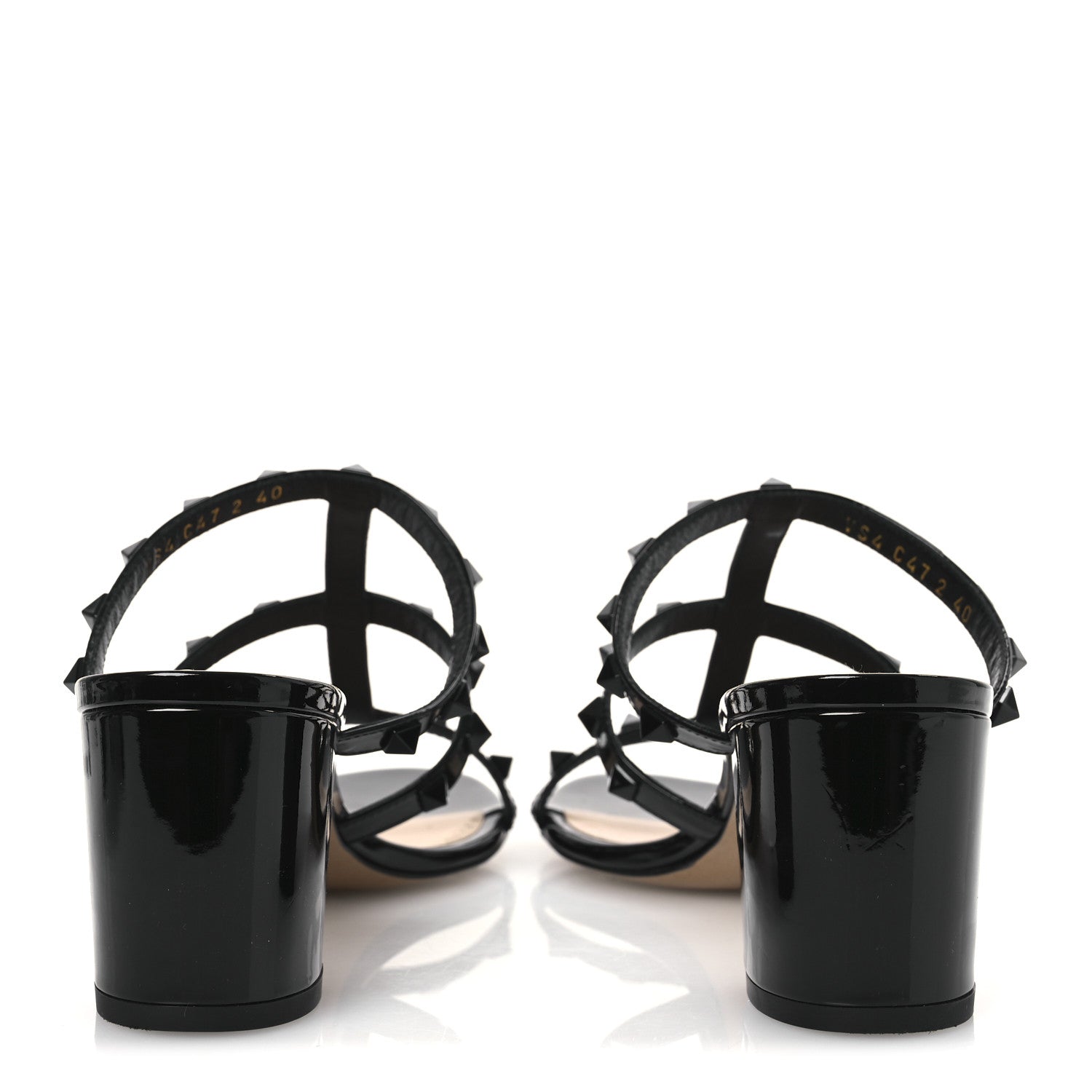 Valentino Garavani Patent Lacquered Monochrome Rockstud 60mm Caged Slide Sandals 40 Black 6 of 13