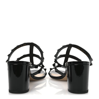 Valentino Garavani Patent Lacquered Monochrome Rockstud 60mm Caged Slide Sandals 40 Black 6 of 13