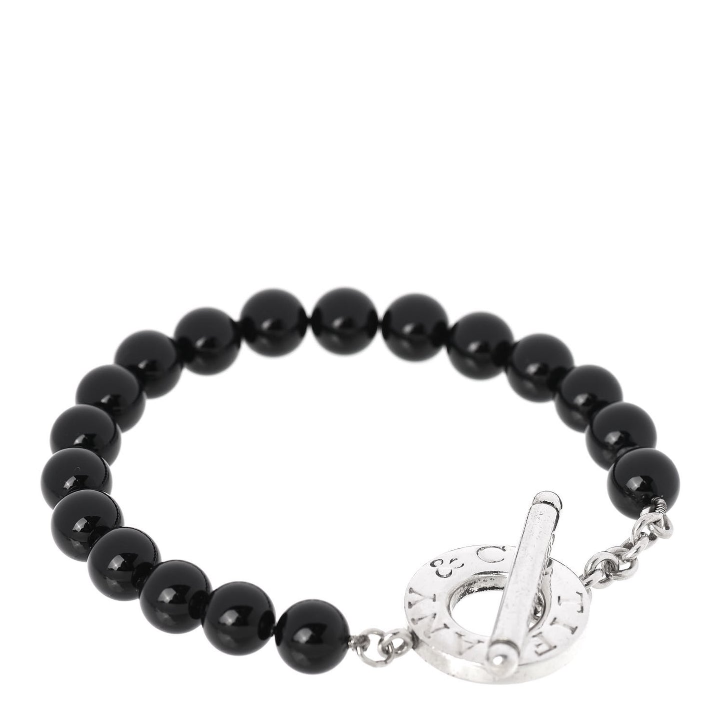 Sterling Silver Black Onyx Bead Toggle Bracelet