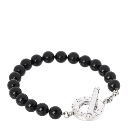 Tiffany Sterling Silver Black Onyx Bead Toggle Bracelet 1 of 4