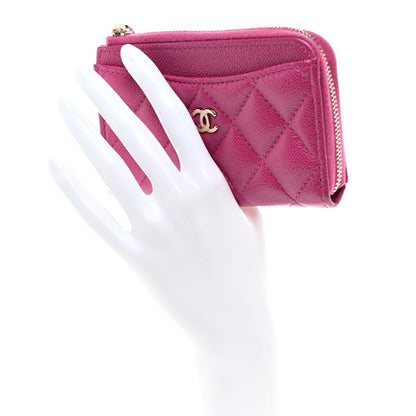 Chanel Caviar Quilted CC Zip Around Card Holder Pink 2 of 8