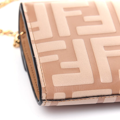 Fendi Vitello Termolagoon F is Fendi FF 1974 Embossed Continental Envelope Wallet On Chain Miele Scuro 11 of 16