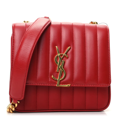 Saint Laurent Lambskin Matelasse Monogram Medium Vicky Chain Bag Rouge Eros 1 of 9