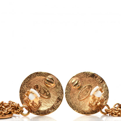 Chanel CC Logo Drop Clip On Earrings Gold 4 of 4