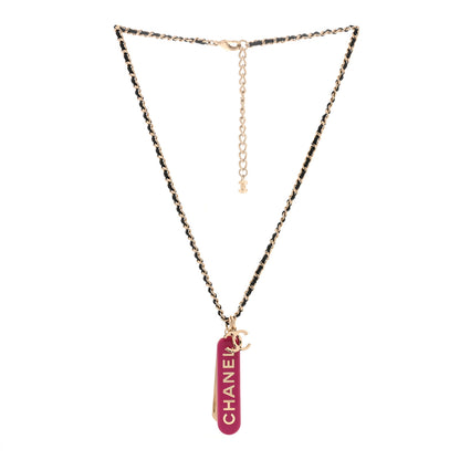 Chanel Metal Lambskin Chain CC Comb Necklace Gold Fuchsia Silver Black 3 of 6