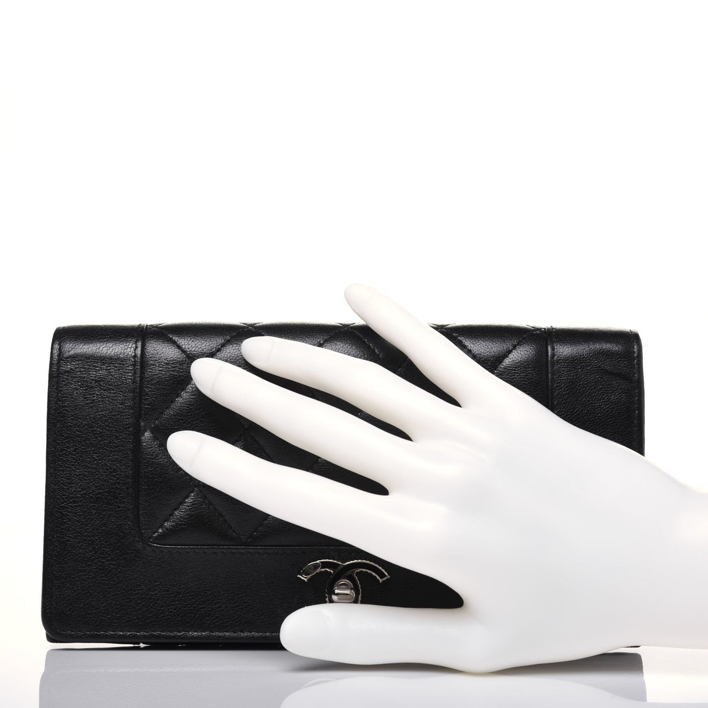 Sheepskin Quilted Mademoiselle Vintage Flap Wallet Black