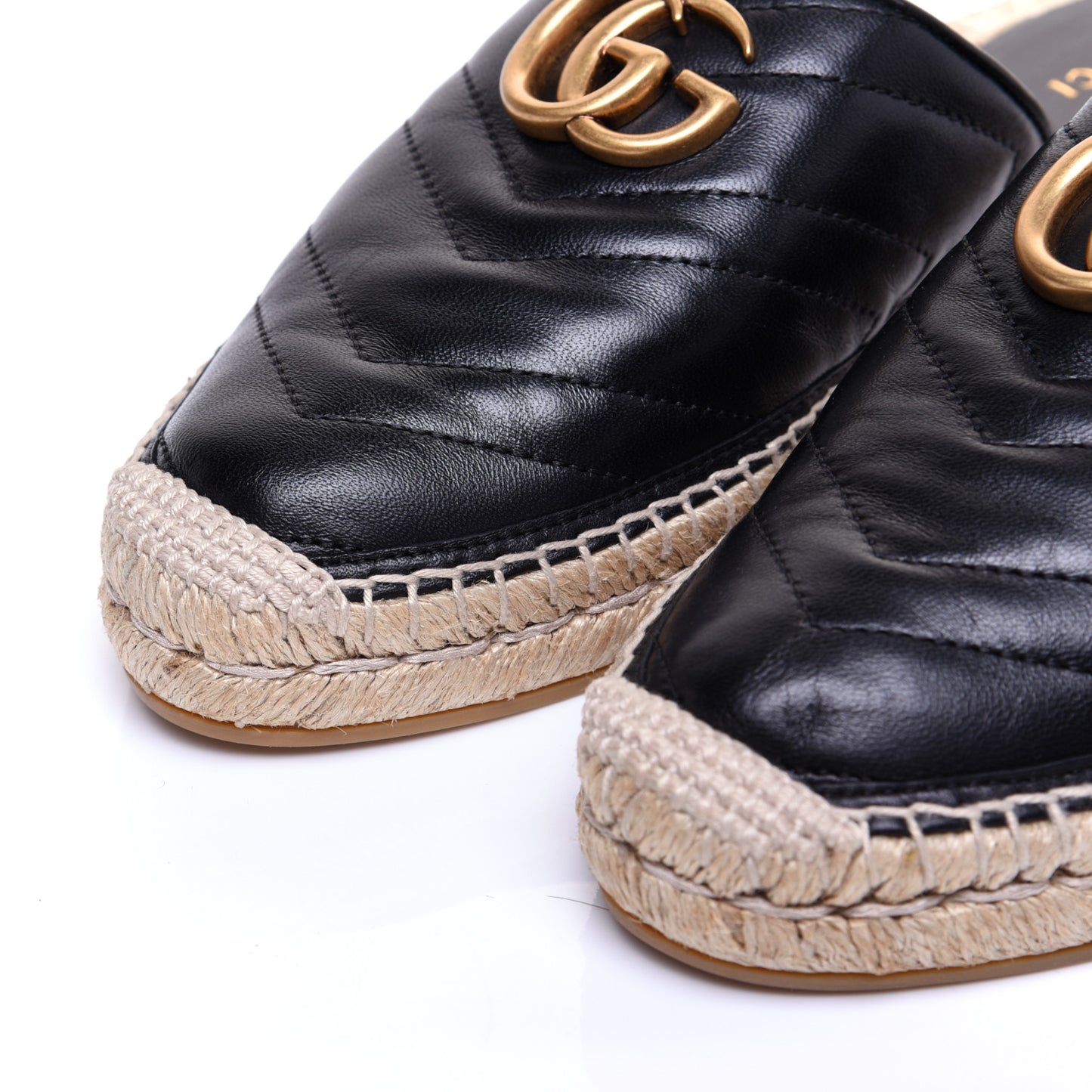 Nappa Matelasse GG Marmont Espadrille Slippers 37.5 Black