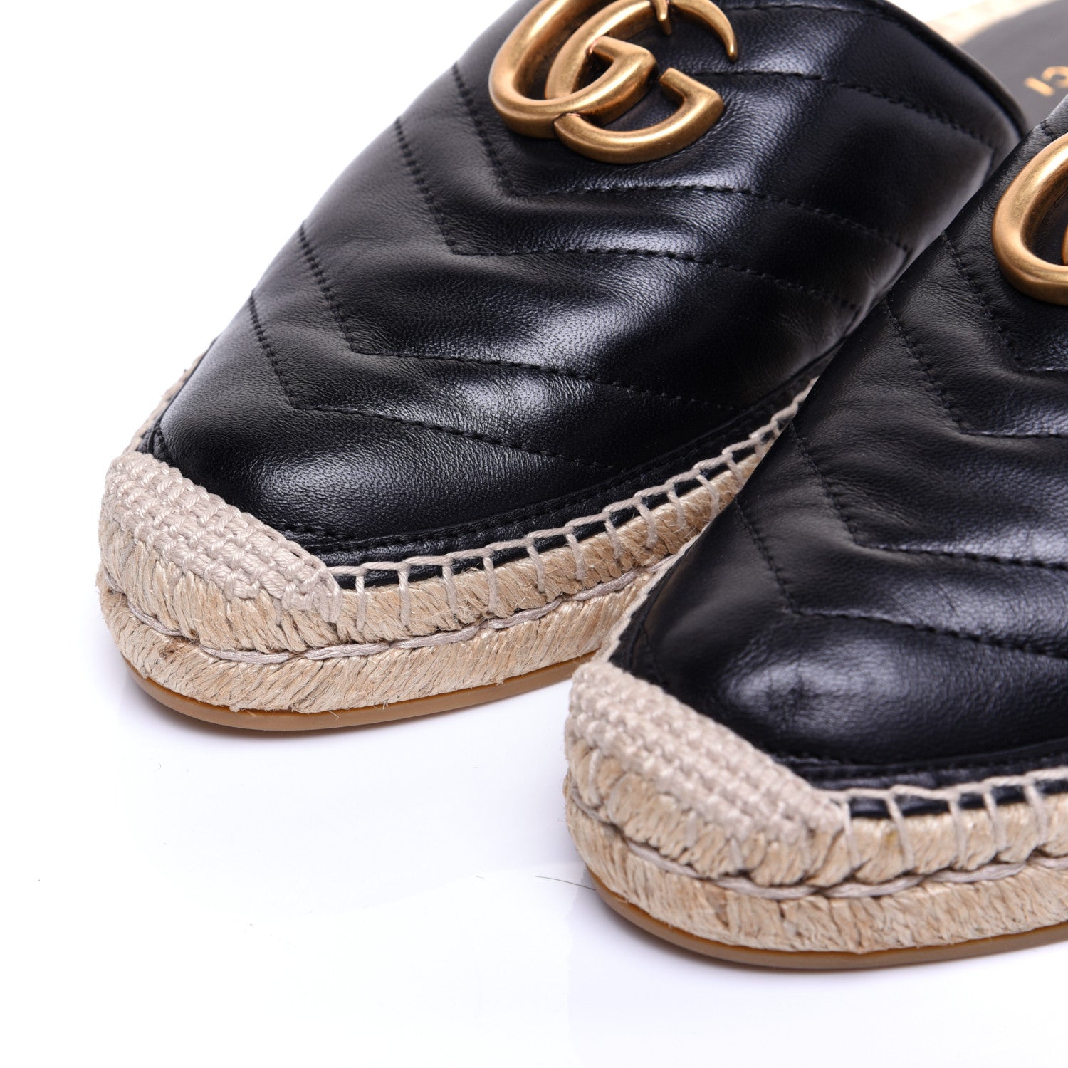 Gucci Nappa Matelasse GG Marmont Espadrille Slippers 37.5 Black 6 of 13