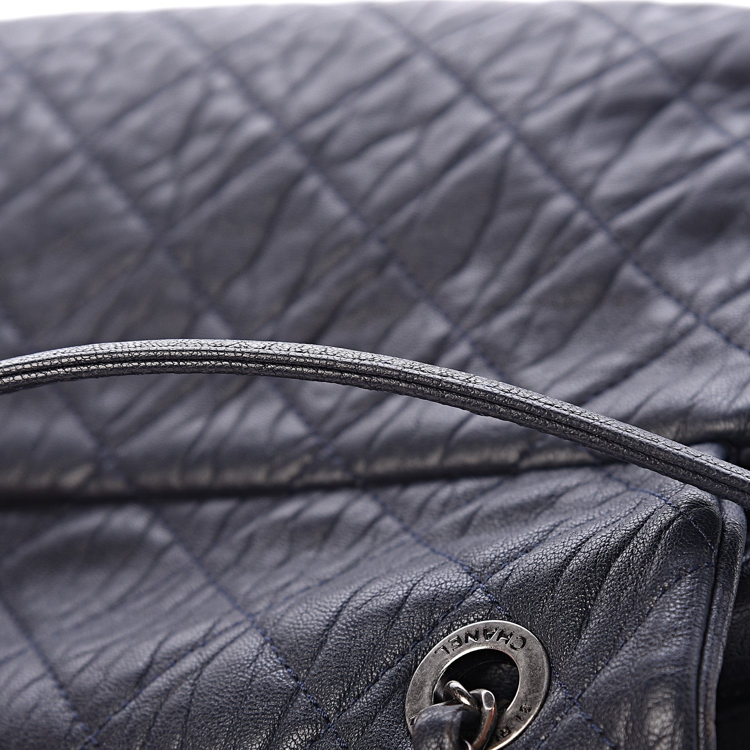 Chanel Sheepskin Quilted Jumbo Easy Flap Navy Blue 12 of 18