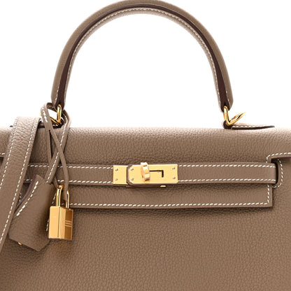 Hermes Togo Kelly Retourne 25 Etoupe 8 of 13