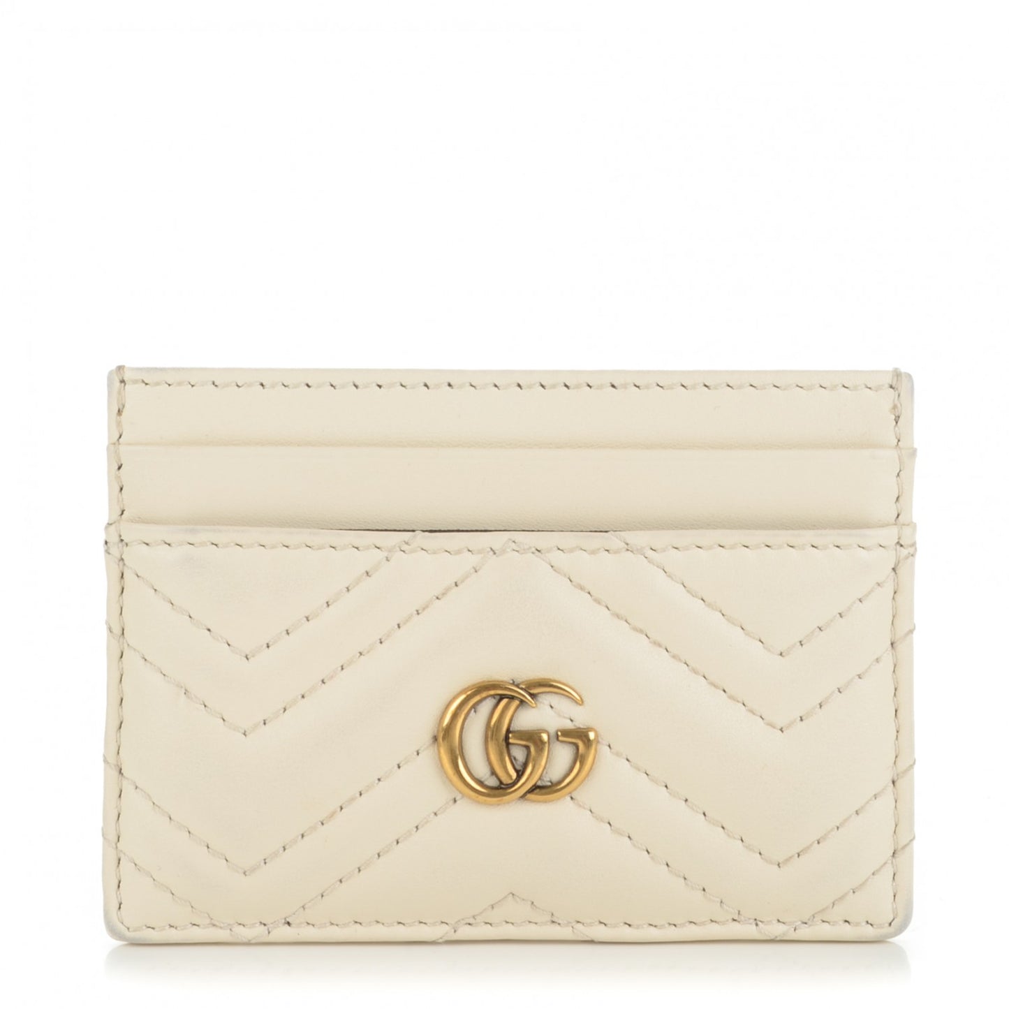Calfskin Matelasse GG Marmont Card Holder White