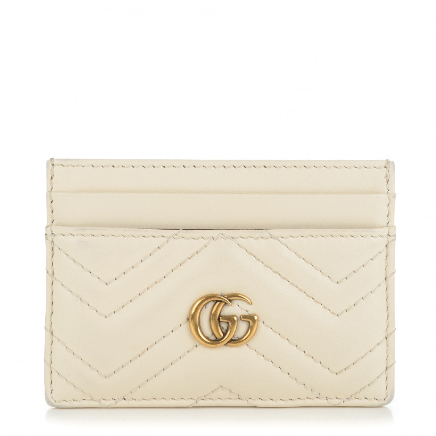 Gucci Calfskin Matelasse GG Marmont Card Holder White 1 of 6