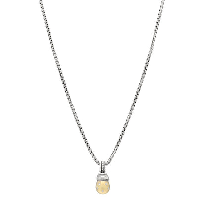 David Yurman Sterling Silver 14K Yellow Gold Diamond Acorn Drop Pendant Necklace 1 of 3