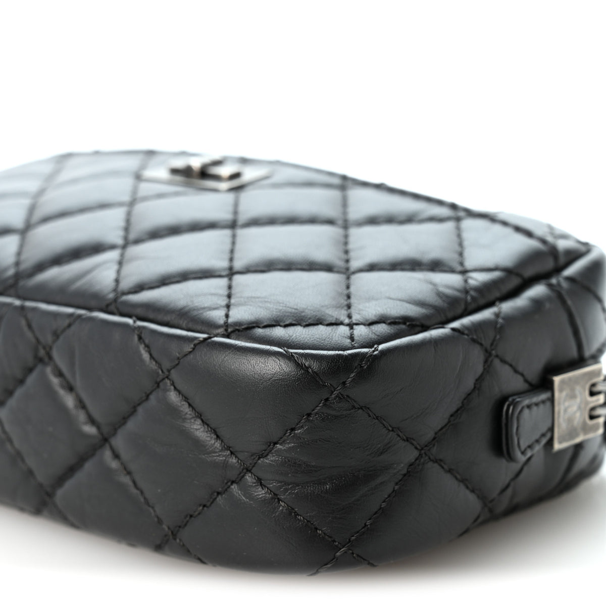 Aged Calfskin Quilted Mini Reissue Camera Case Black