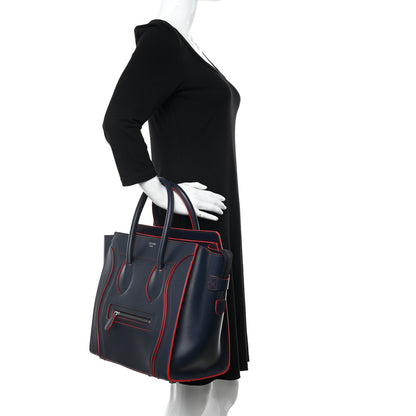 Celine Satin Debossed Calfskin Mini Luggage Navy Blue 2 of 14